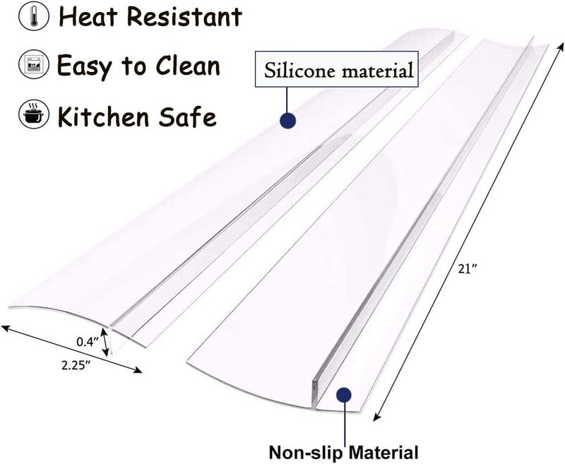 HELESIN Silicone Gap Covers, (2 PCS) Silicone Stove Gap filler Stopper Kitchen Stove Gap Covers - Flexible Stove Counter Gap Cover, Food Grade (21 Inches, Semi Clear) - Image 2